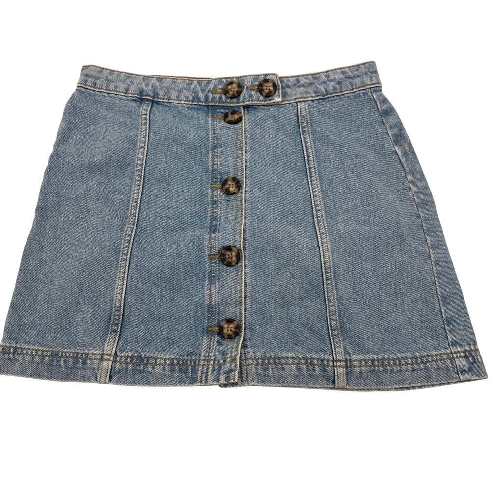 BDG Urban Outfitters Light Wash Denim Button Front Mini Skirt Womens Size Medium